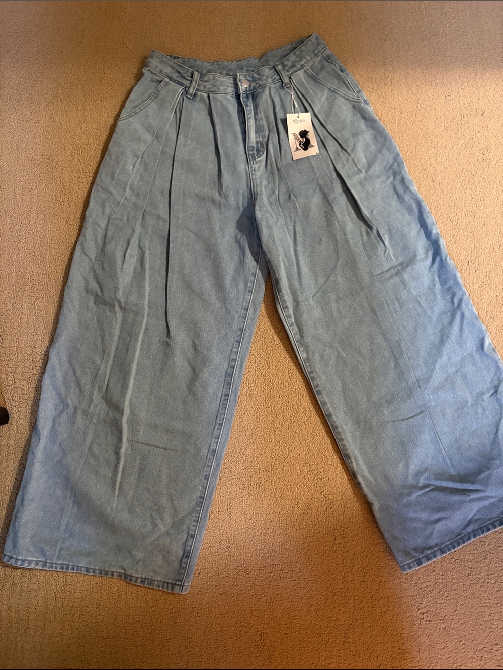 Wide Leg Light Wash Denim Pants